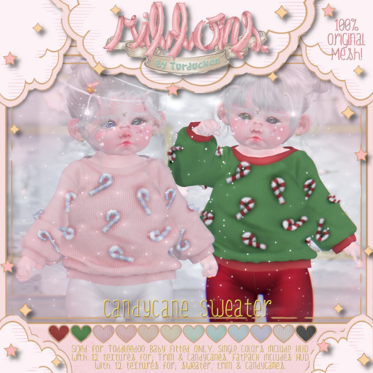 {Ribbons} Candycane Sweater - Cyan {Box}