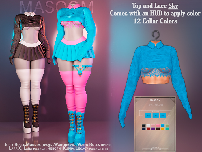 [[ Masoom ]] Catnip Top and Lace - Sky