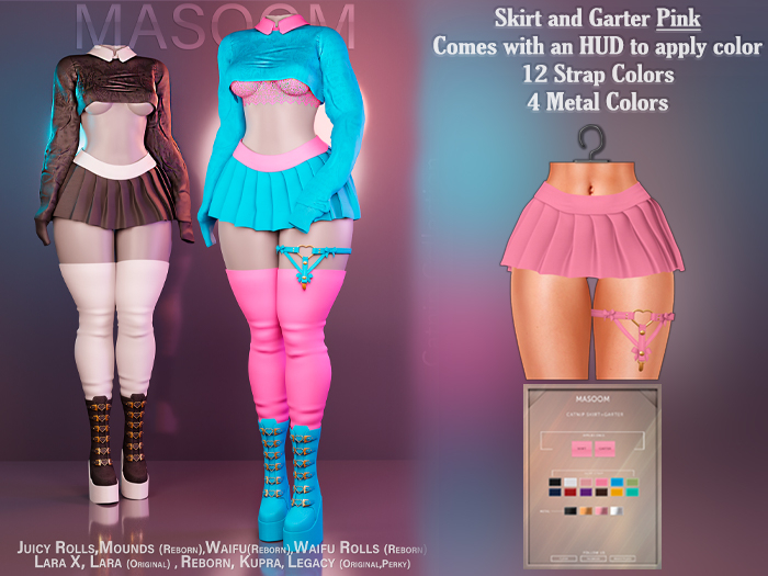 [[ Masoom ]] Catnip Skirt and Garter - Pink