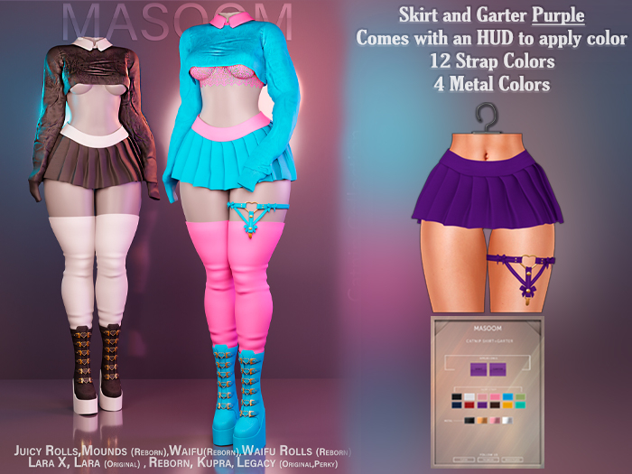 [[ Masoom ]] Catnip Skirt and Garter - Purple