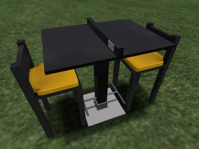 Bar table with retractable stools