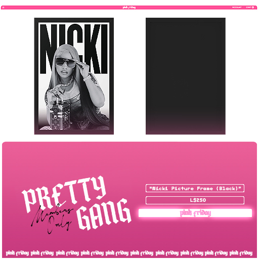 PINK FRIDAY. - Nicki Picture Frame (Black Frame)