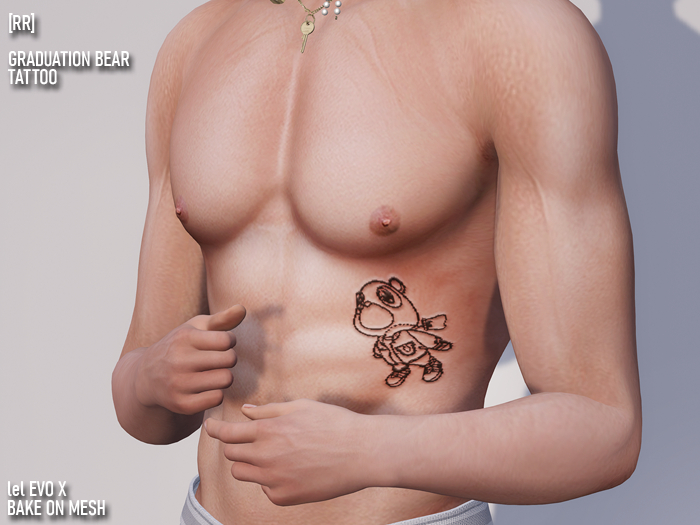 [RR] Graduation Bear Tattoo - Left Chest