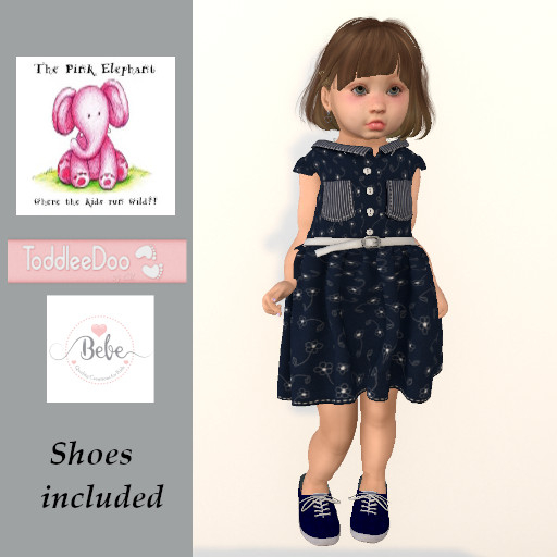 TD/BB Navy Blue Buttons Dress (fitted)