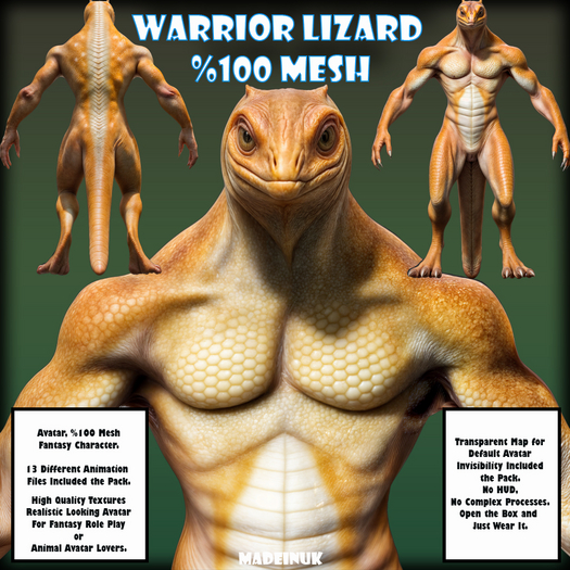 MADEINUK - Warrior Lizard - Mesh Avatar