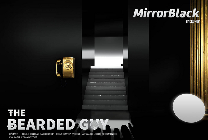 Mirror Black Backdrop - The Bearded Guy