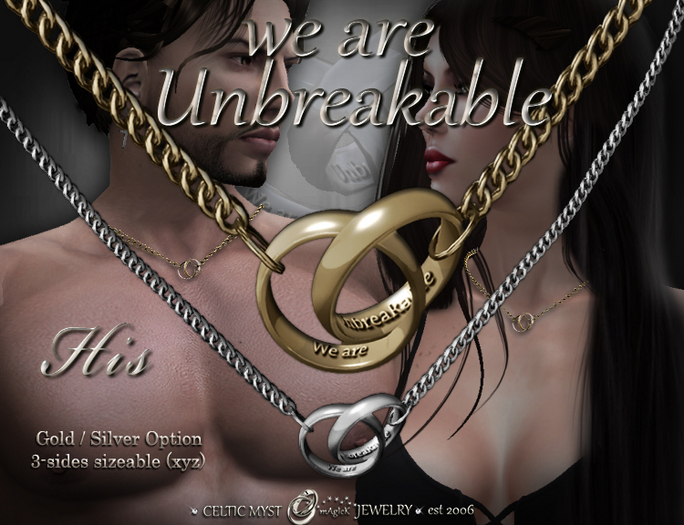  "We are Unbreakable" - Entwined Rings - For Him 
