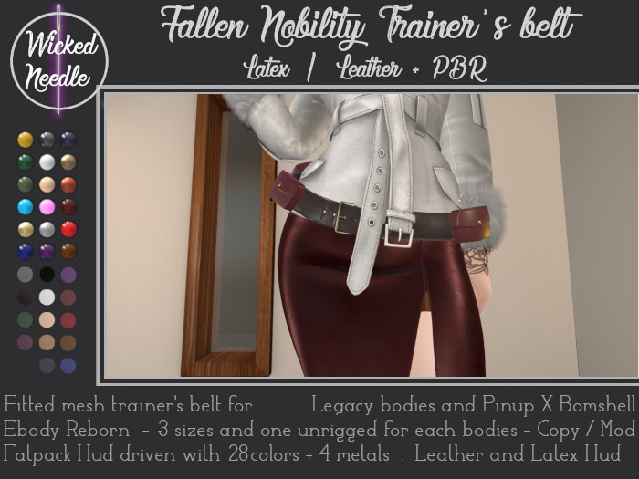 ~W-N~ Fallen Nobility Trainer Belt latex + Leather PBR