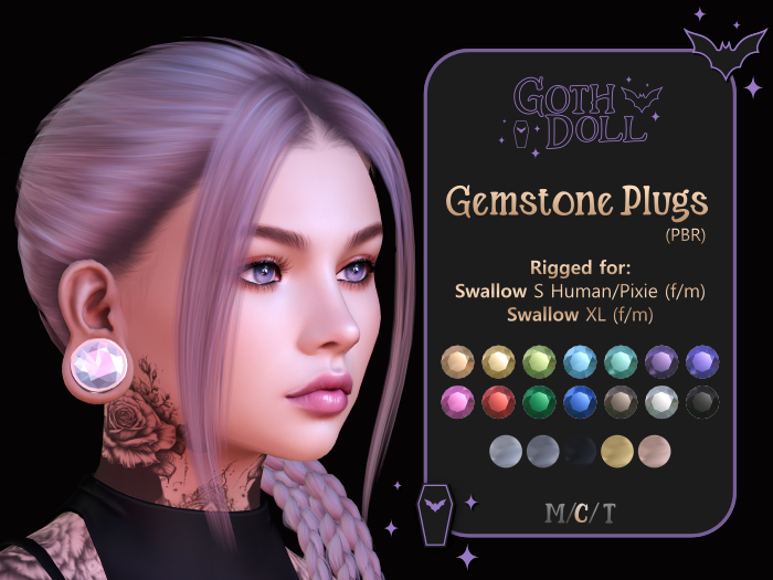 !GD Gemstone Plugs (PBR) - Swallow