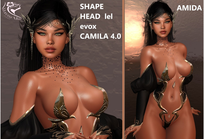 AMIDA SHAPE HEAD EvoX  CAMILA  4.0 Lelutka (Maitreya,larax,legacy,,Reborn,Erika ,,Belleza Gen.X Curvy.Kupra