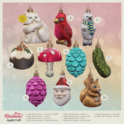 Apple Fall Ornament - Pinecone Teal