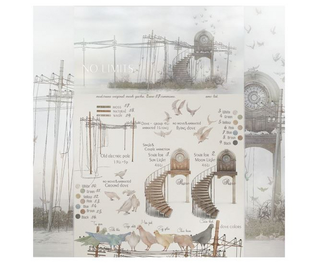 {anc} NO LIMITS // flock of flying doves. [caviar-black]