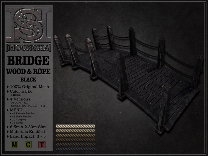 [MoonSha] Bridge Wood & Rope - Black