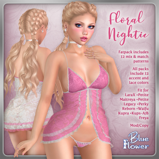 Blue Flower - Floral Nightie - Demo
