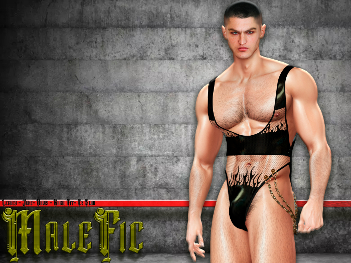 !!MaleFic Bodysuit Fire- BLACK