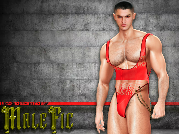 !!MaleFic Bodysuit Fire- RED