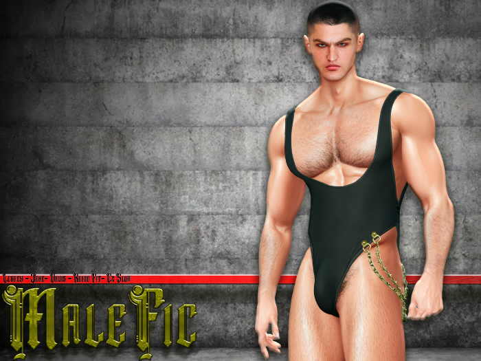 !!MaleFic Bodysuit Fire- SOLID BLACK