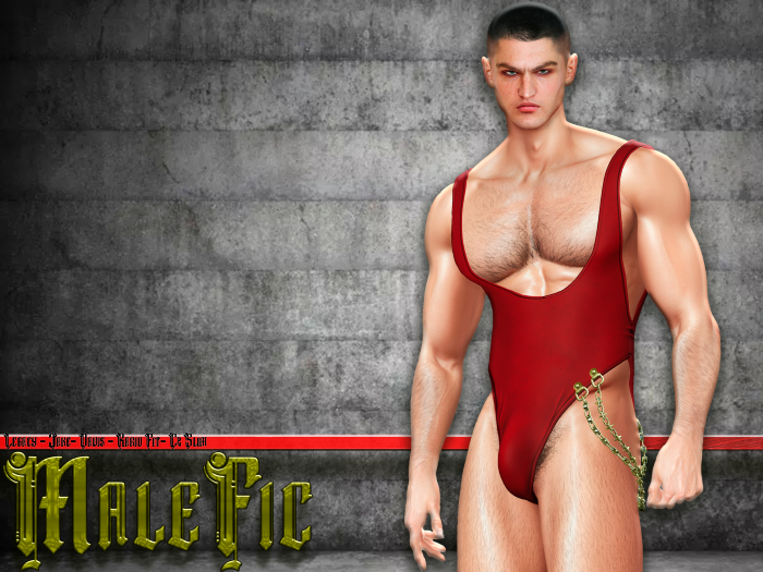 !!MaleFic Bodysuit Fire- SOLID RED