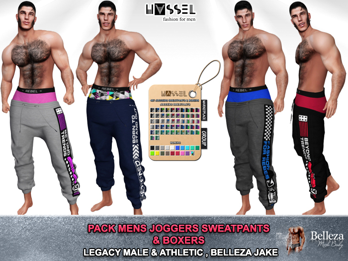 (HASSEL) PACK MENS JOGGERS SWEATPANTS & BOXERS BRIEFS LEGACY MALE, LEGACY ATHLETIC, BELLEZA JAKE 467 