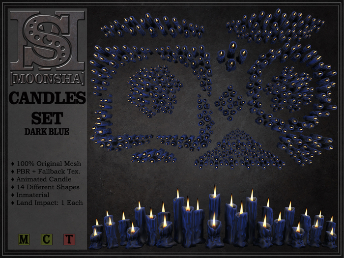 [MoonSha] Candles Set - Dark Blue