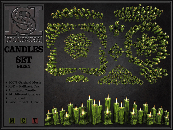 [MoonSha] Candles Set - Dark Green