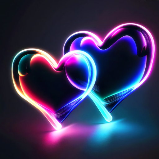 glowing heart neon bubbles