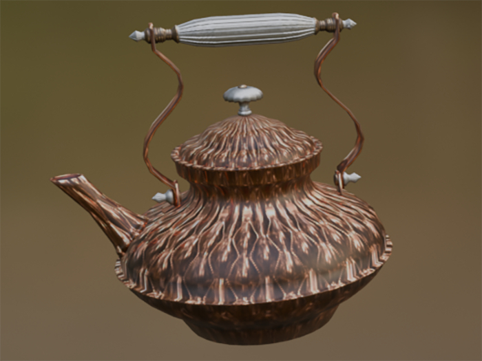 Vintage Kettle, Hammered Brass