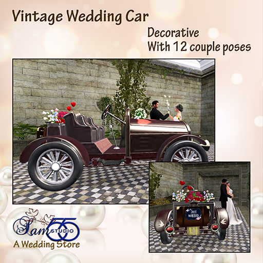 S55 Vintage Wedding Car  w/ 12 couple poses (decorative)