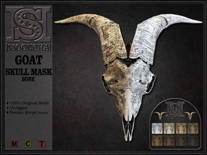 [MoonSha] Goat Skull Mask - Bone
