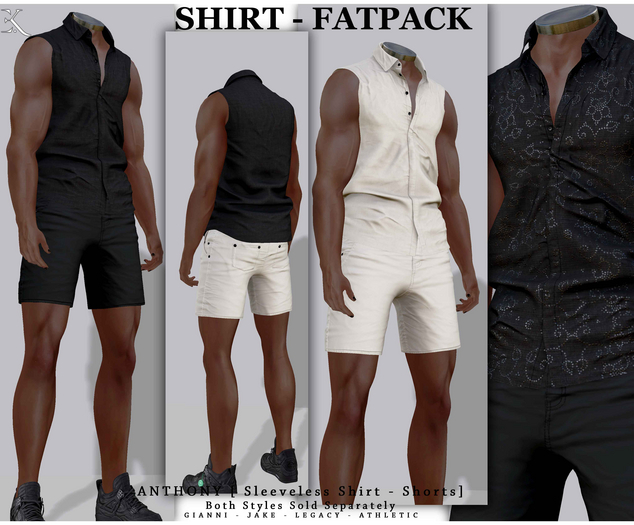 E.K - Anthony Sleeveless Shirt - FATPACK {ADD - ME }