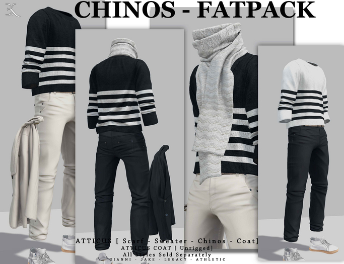 E.K - Atticus Chinos - FATPACK {ADD - ME }