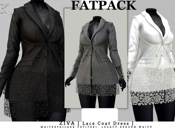 E.K - Ziva - Lace Coat Dress - FATPACK {ADD - ME }