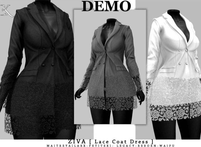 E.K - Ziva - Lace Coat Dress - DEMO {ADD - ME }