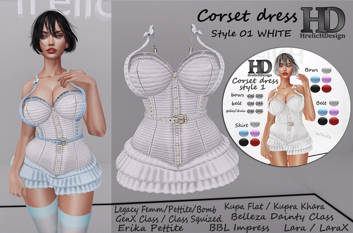 HrelicHDesign Corset dress WHITE 01 Style