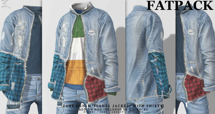 E.K - Zane - Denim/Flanel Jacket - FATPACK {ADD - ME }