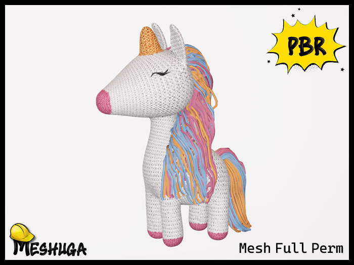 Meshuga PBR Glitter the Knitted Unicorn Plush Toy FULL PERM MESH