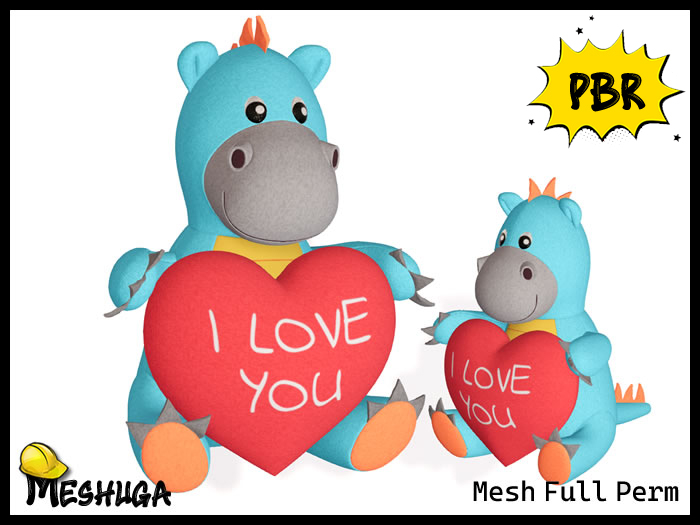 Meshuga PBR Blaze the Dragon w/ Heart Plush Toy FULL PERM MESH