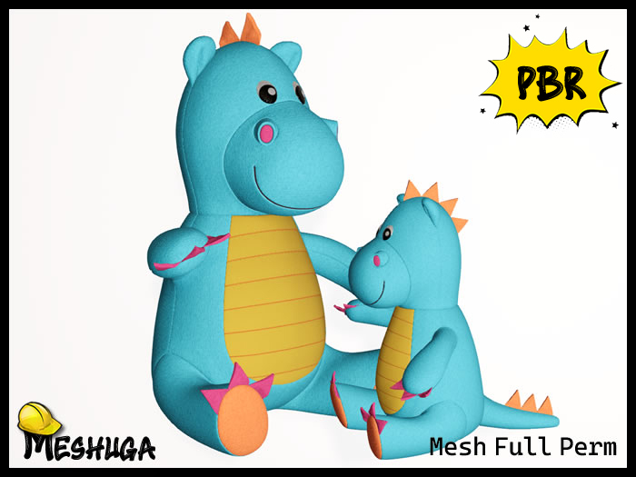 Meshuga PBR Blaze the Dragon Plush Toy FULL PERM MESH 