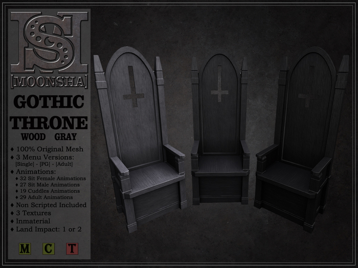 [MoonSha] Gothic Throne - Wood Gray
