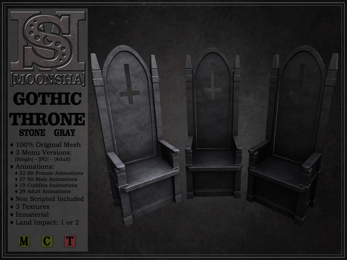 [MoonSha] Gothic Throne - Stone Gray
