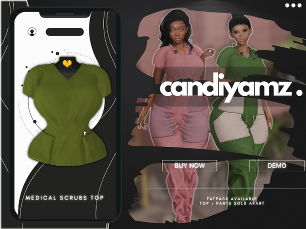 *CY* Medical Scrubs . Avocado . Top // (Add)