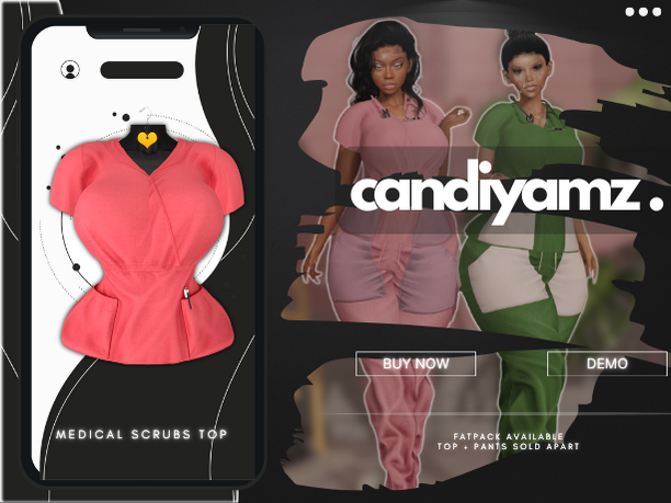 *CY* Medical Scrubs . CottenCandy . Top // (Add)