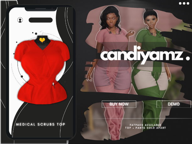 *CY* Medical Scrubs . Cherry . Top // (Add)