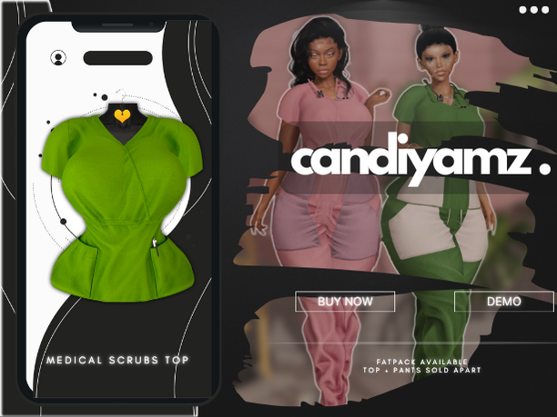 *CY* Medical Scrubs . Lime . Top // (Add)