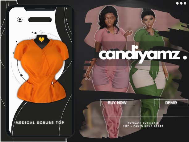 *CY* Medical Scrubs . Orange . Top // (Add)