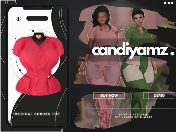 *CY* Medical Scrubs . Strawberry . Top // (Add)