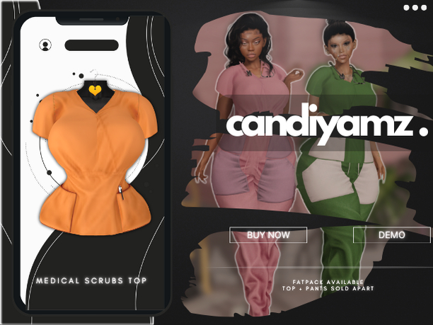 *CY* Medical Scrubs . Peach . Top // (Add)