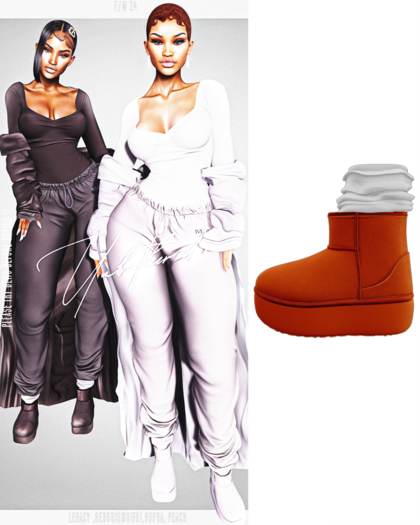 Unbothered-Mini Platform Uggs  (Orange)