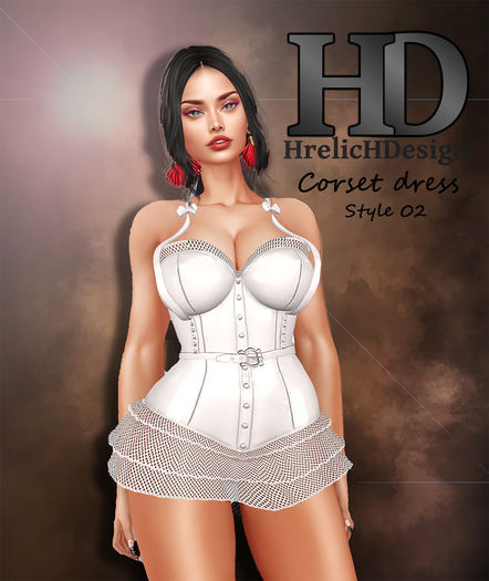 HrelicHDesign Corset dress Style 02 WHITE
