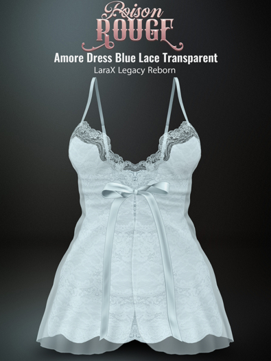 POISON ROUGE Amore Dress Blue Lace Transparent